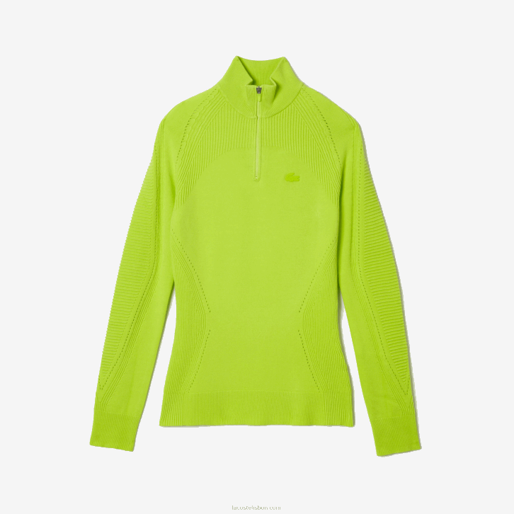 mulheres Lacoste amarelo 90v suéter com zíper 08D02645