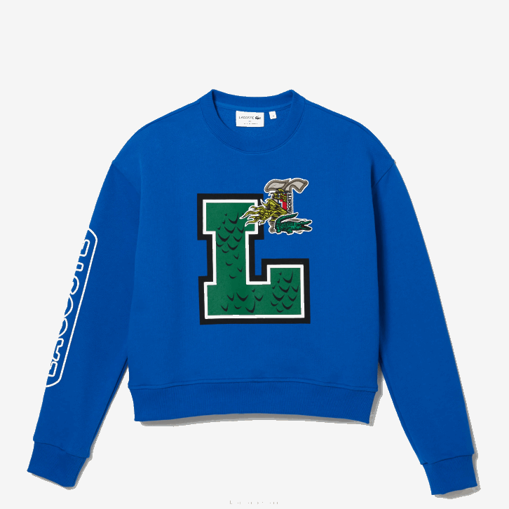 mulheres Lacoste azul k1q moletom com estampa oversized e marca 08D02579