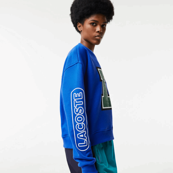 mulheres Lacoste azul k1q moletom com estampa oversized e marca 08D02579