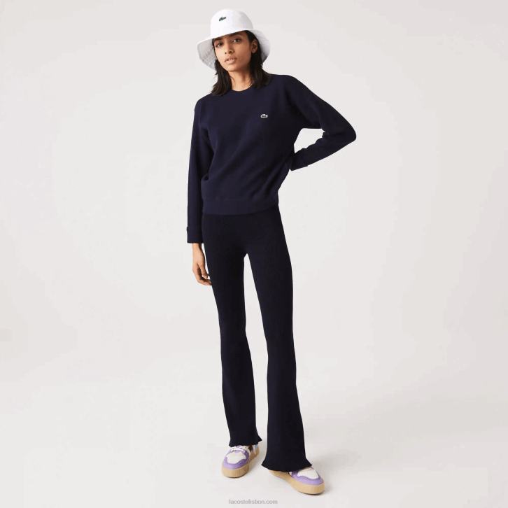 mulheres Lacoste azul marinho 166 camisola de lã gola redonda 08D02639