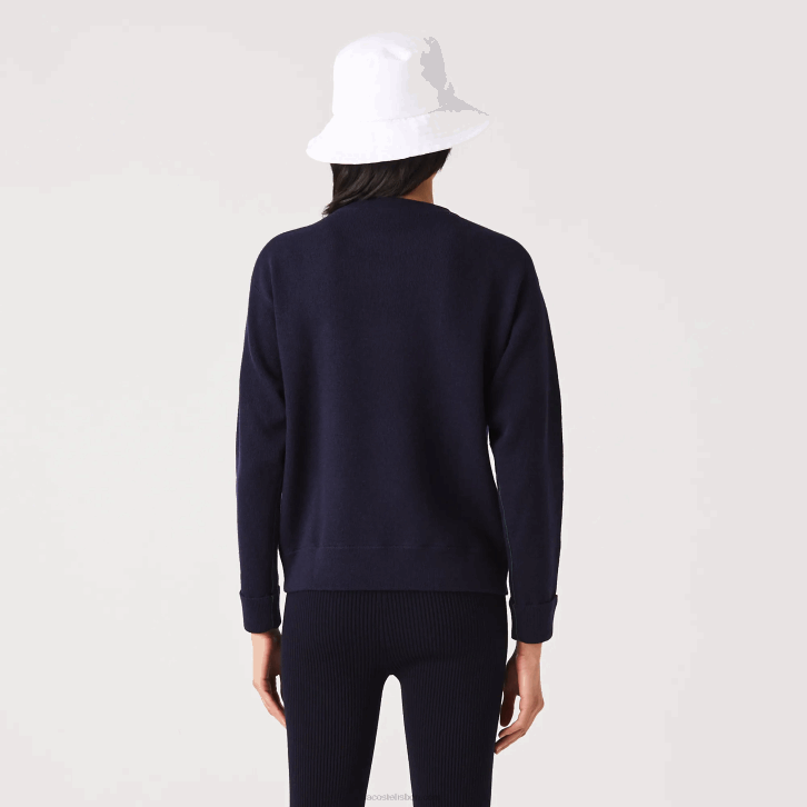 mulheres Lacoste azul marinho 166 camisola de lã gola redonda 08D02639