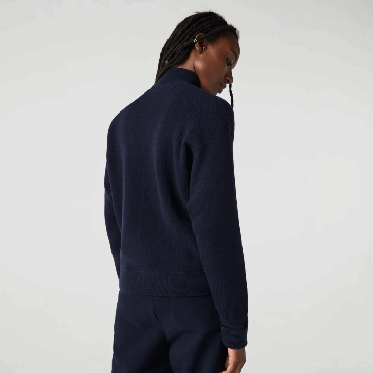mulheres Lacoste azul marinho 166 cardigã de lã com decote v 08D02641