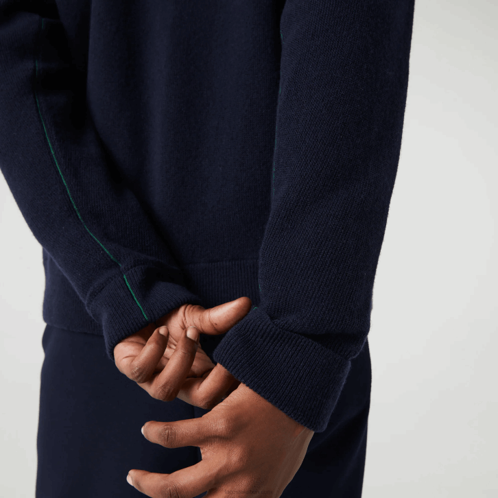 mulheres Lacoste azul marinho 166 cardigã de lã com decote v 08D02641