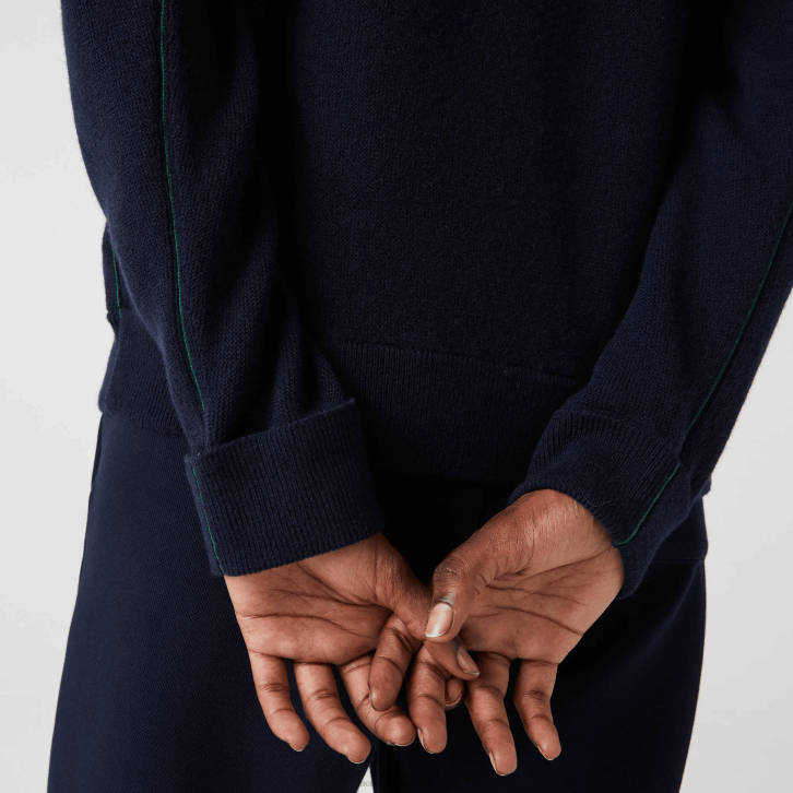 mulheres Lacoste azul marinho 166 suéter de lã gola alta 08D02650