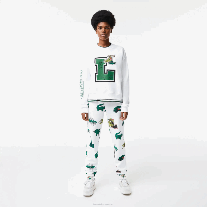 mulheres Lacoste branco 001 moletom com estampa oversized e marca 08D02578