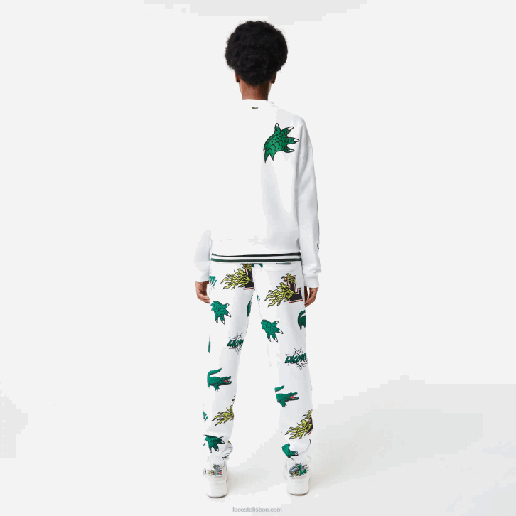 mulheres Lacoste branco 001 moletom com estampa oversized e marca 08D02578
