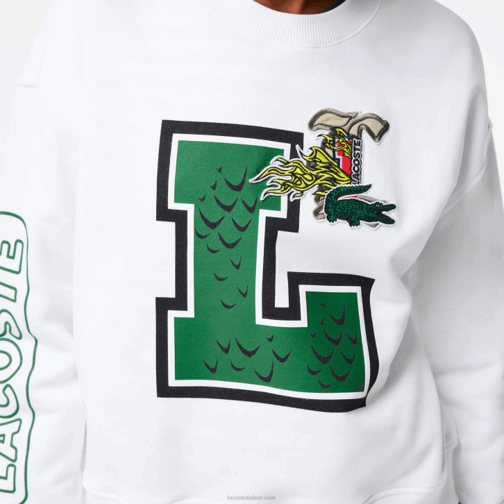 mulheres Lacoste branco 001 moletom com estampa oversized e marca 08D02578