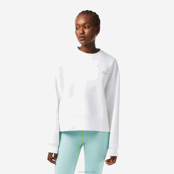 mulheres Lacoste branco 001 moletom com logo nas costas 08D02390