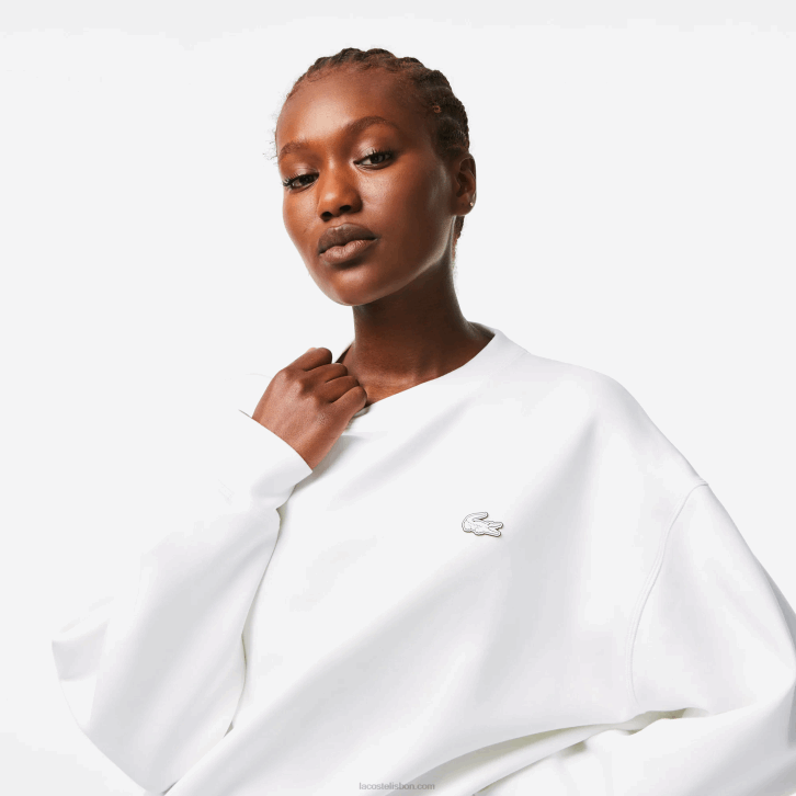 mulheres Lacoste branco 001 moletom com logo nas costas 08D02390