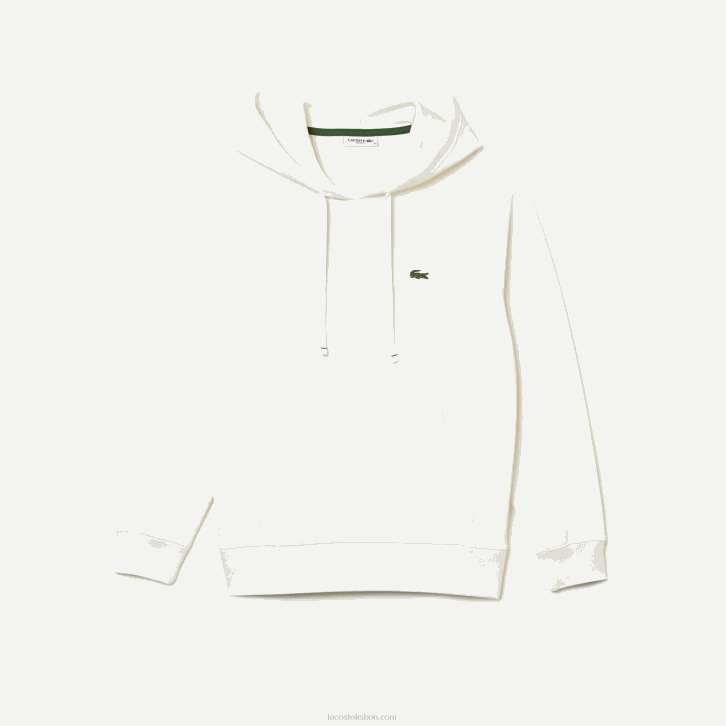 mulheres Lacoste branco 70v moletom de mistura de algodão com capuz de ajuste solto 08D02529