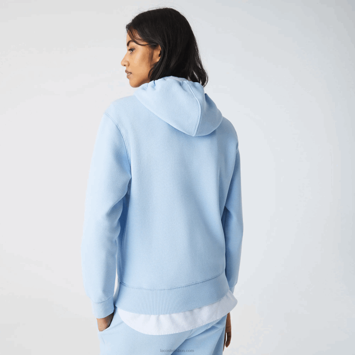 mulheres Lacoste hbp azul moletom de mistura de algodão com capuz de ajuste solto 08D02528