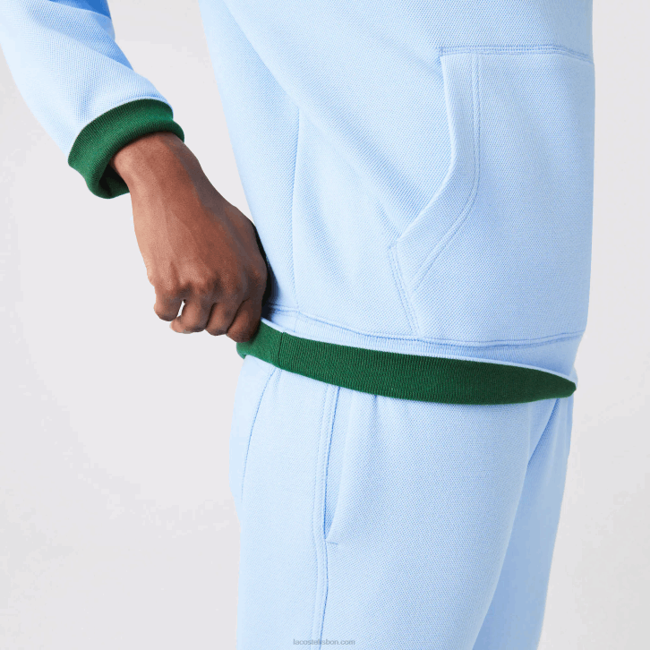 mulheres Lacoste hbp azul moletom de mistura de algodão com capuz de ajuste solto 08D02528