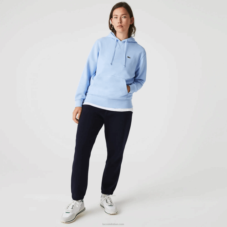 mulheres Lacoste hbp azul moletom de mistura de algodão com capuz de ajuste solto 08D02528