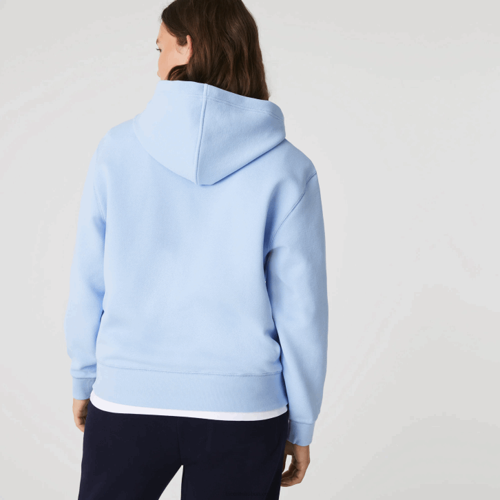 mulheres Lacoste hbp azul moletom de mistura de algodão com capuz de ajuste solto 08D02528