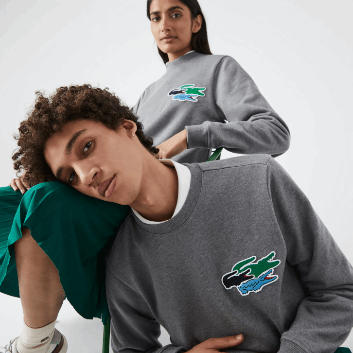 mulheres Lacoste lombo cinza 1vq moletom de algodão orgânico com gola redonda 08D01209