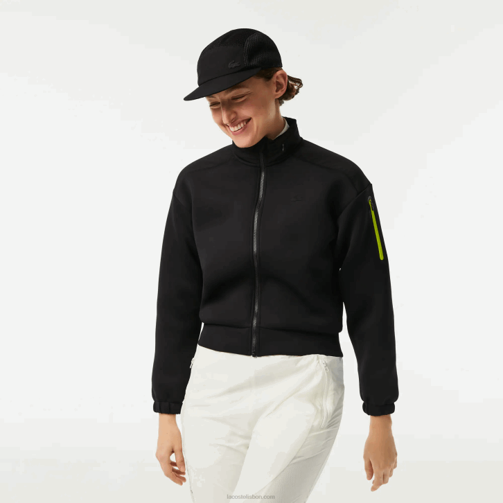 mulheres Lacoste preto 031 moletom esporte solto com zíper 08D02382