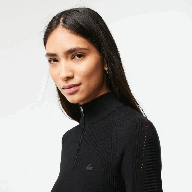 mulheres Lacoste preto 031 suéter com zíper 08D02646