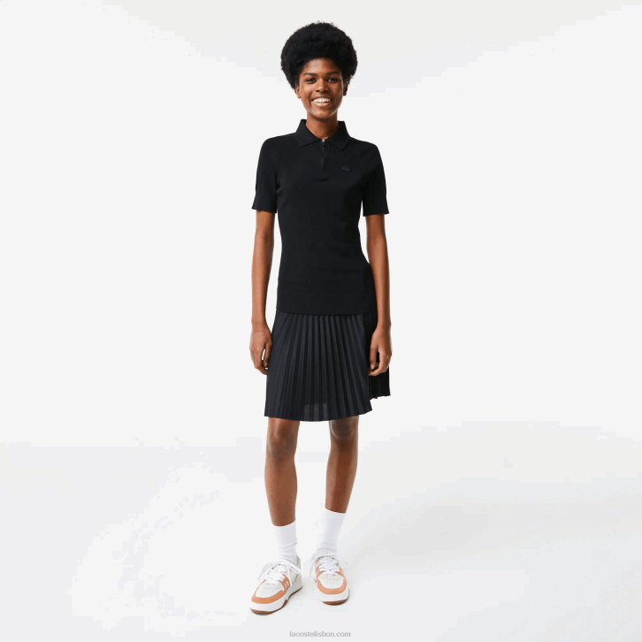 mulheres Lacoste preto 031 suéter de malha com zíper 08D02638