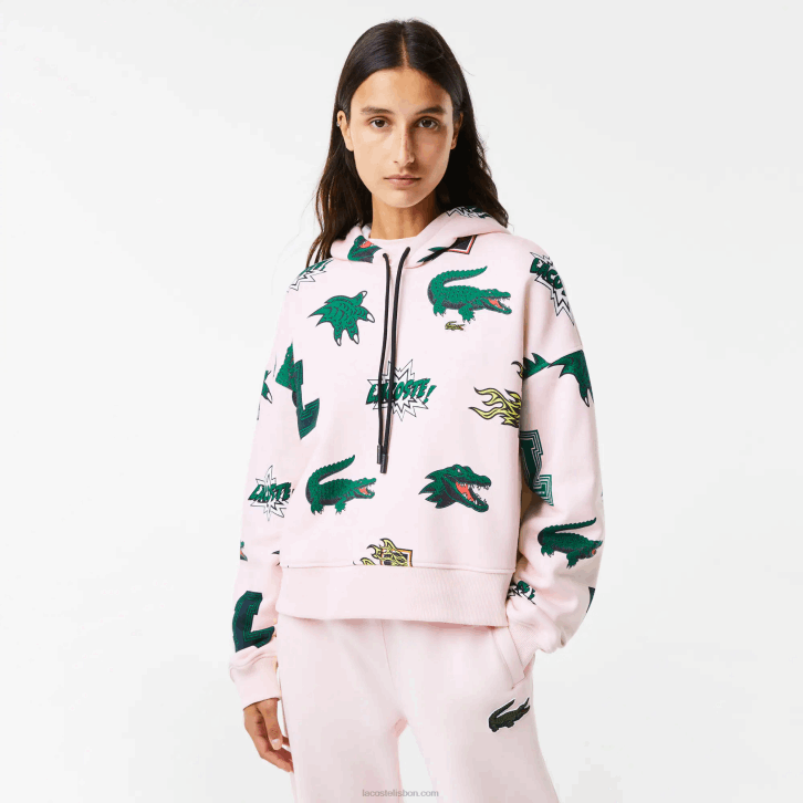 mulheres Lacoste rosa claro t03 moletom de lã com capuz oversized 08D02556