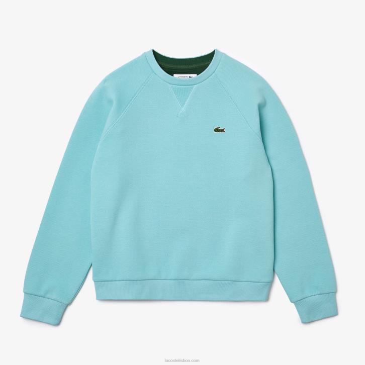 mulheres Lacoste turquesa bvg moletom de algodão com gola redonda 08D02392