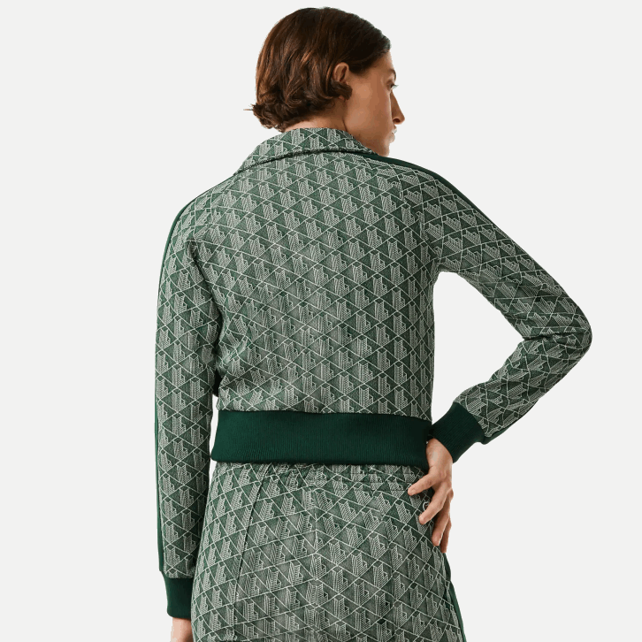 mulheres Lacoste verde bege 7m4 moletom regular fit com monograma 08D02537