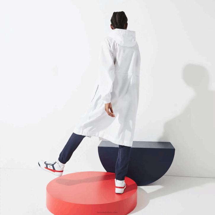 mulheres Lacoste branco azul marinho vermelho a10 capa de chuva dobrável esportiva edição francesa do espírito esportivo 08D02622