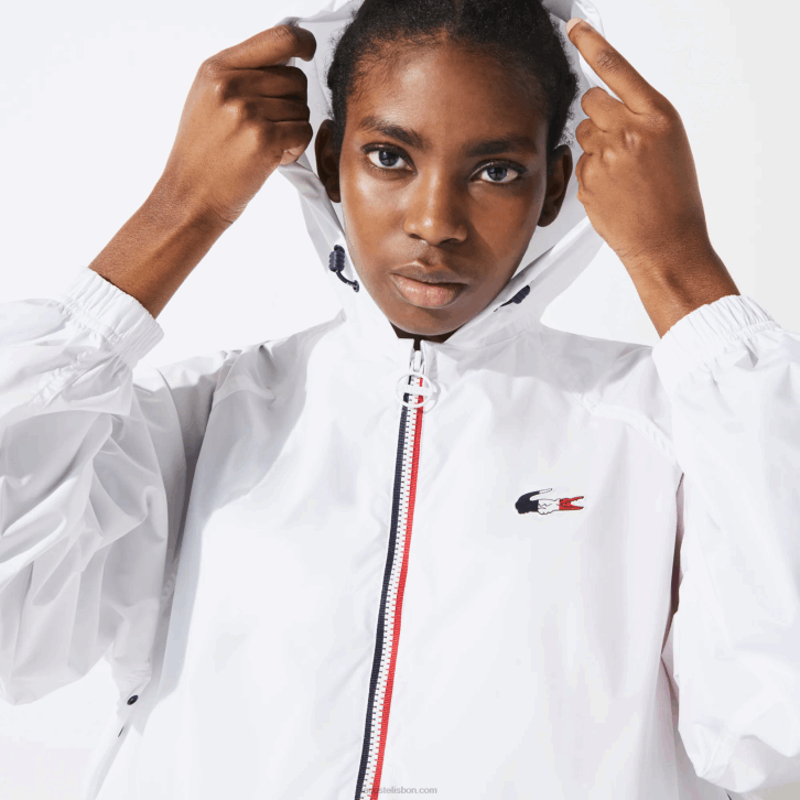 mulheres Lacoste branco azul marinho vermelho a10 capa de chuva dobrável esportiva edição francesa do espírito esportivo 08D02622
