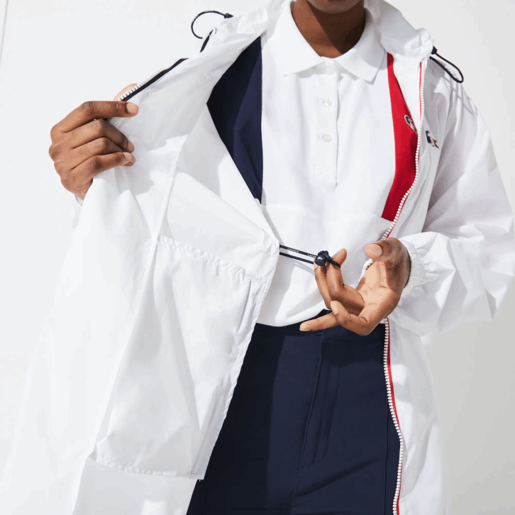 mulheres Lacoste branco azul marinho vermelho a10 capa de chuva dobrável esportiva edição francesa do espírito esportivo 08D02622