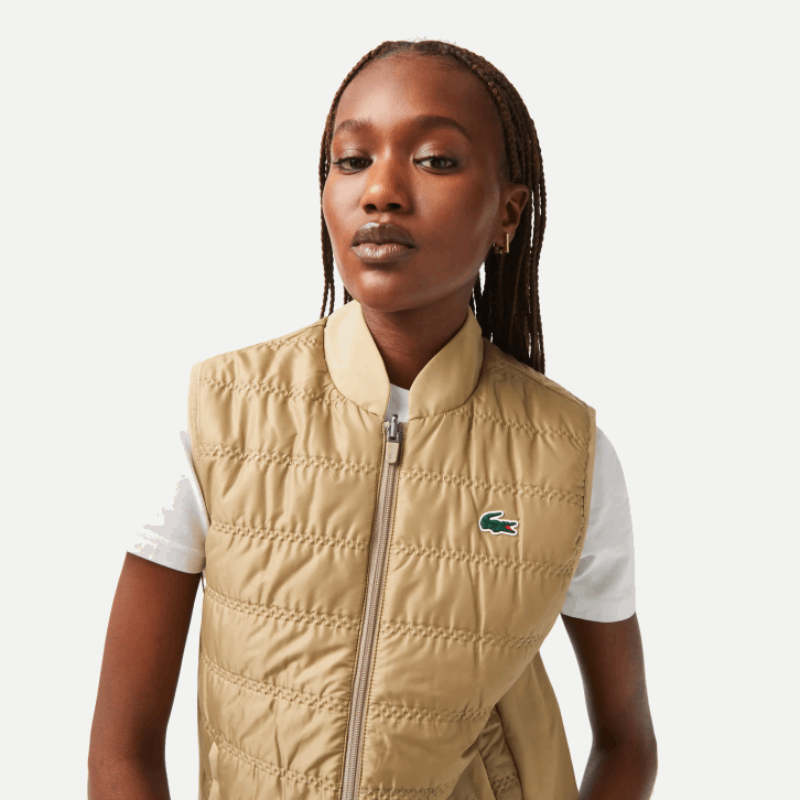 mulheres Lacoste zig branco bege colete reversível de golfe esportivo 08D02429