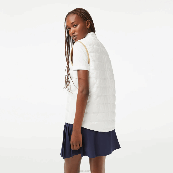 mulheres Lacoste zig branco bege colete reversível de golfe esportivo 08D02429