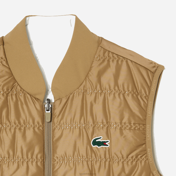 mulheres Lacoste zig branco bege colete reversível de golfe esportivo 08D02429