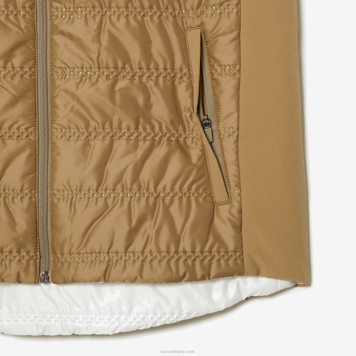 mulheres Lacoste zig branco bege colete reversível de golfe esportivo 08D02429