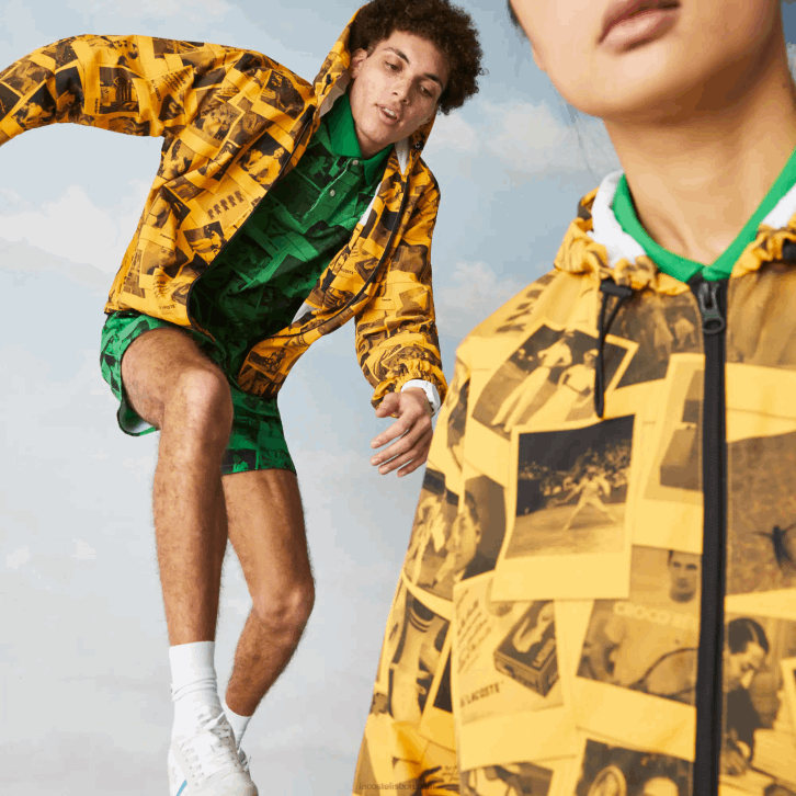 mulheres Lacoste amarelo preto 7kr jaqueta de colaboração polaroid ao vivo 08D01303