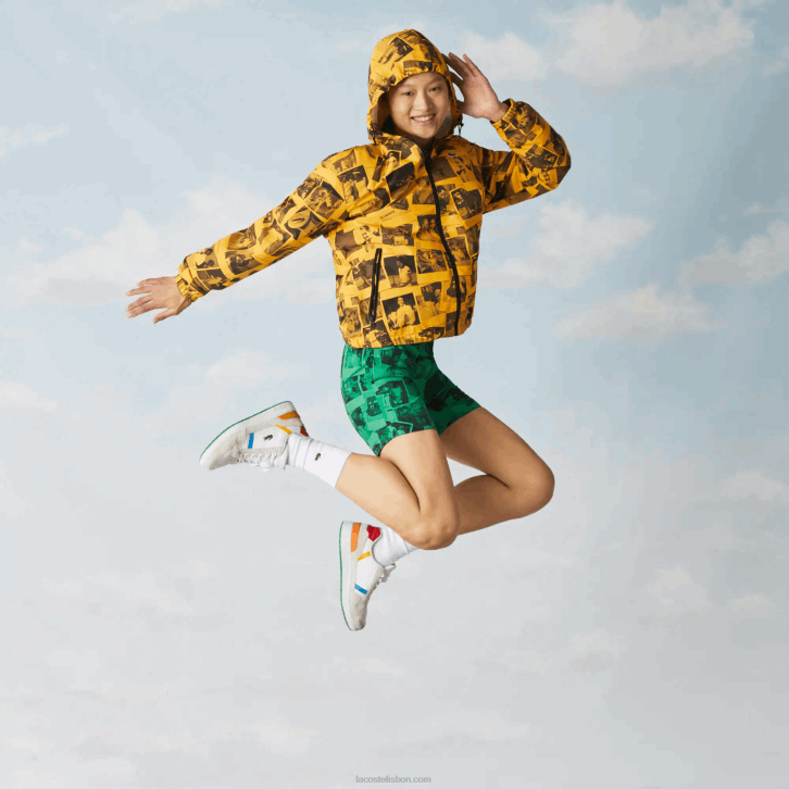mulheres Lacoste amarelo preto 7kr jaqueta de colaboração polaroid ao vivo 08D01303