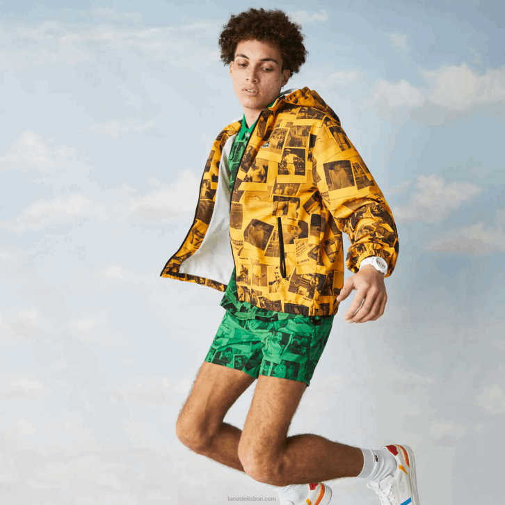 mulheres Lacoste amarelo preto 7kr jaqueta de colaboração polaroid ao vivo 08D01303