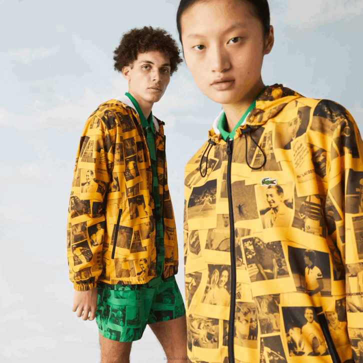mulheres Lacoste amarelo preto 7kr jaqueta de colaboração polaroid ao vivo 08D01303