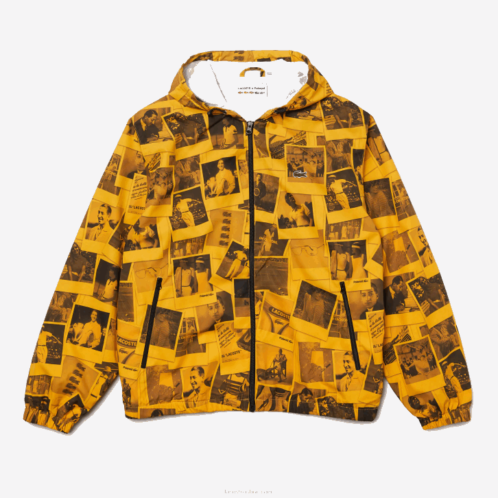 mulheres Lacoste amarelo preto 7kr jaqueta de colaboração polaroid ao vivo 08D01303