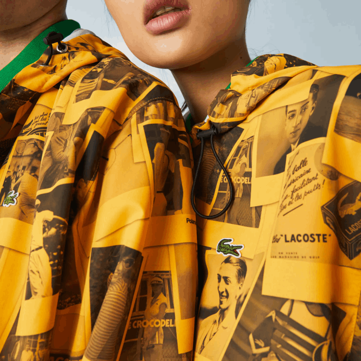 mulheres Lacoste amarelo preto 7kr jaqueta de colaboração polaroid ao vivo 08D01303
