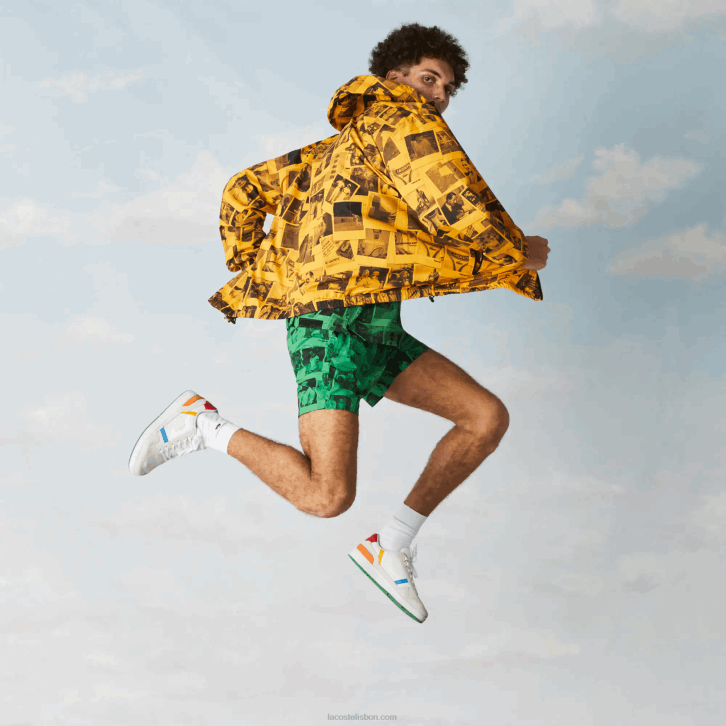 mulheres Lacoste amarelo preto 7kr jaqueta de colaboração polaroid ao vivo 08D01303