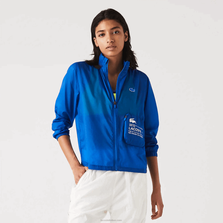 mulheres Lacoste azul k1q jaqueta repelente de água embalável esportiva 08D02618