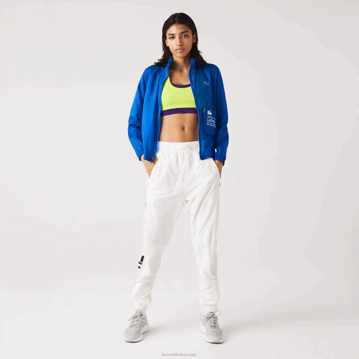 mulheres Lacoste azul k1q jaqueta repelente de água embalável esportiva 08D02618