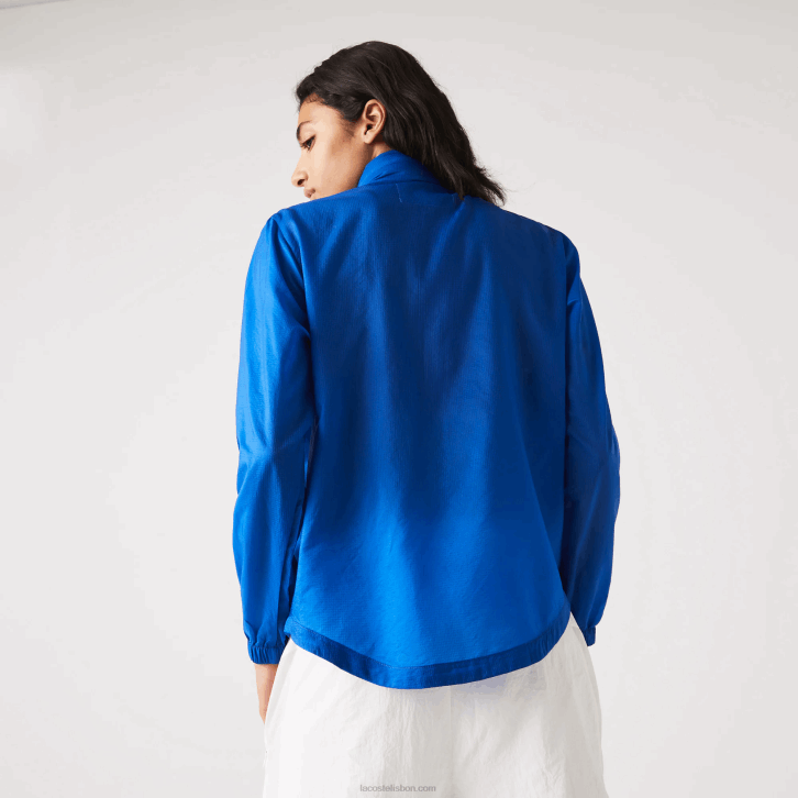 mulheres Lacoste azul k1q jaqueta repelente de água embalável esportiva 08D02618