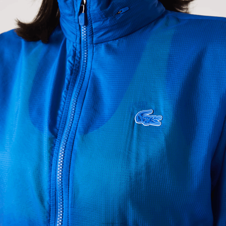 mulheres Lacoste azul k1q jaqueta repelente de água embalável esportiva 08D02618