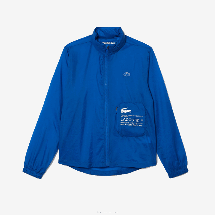 mulheres Lacoste azul k1q jaqueta repelente de água embalável esportiva 08D02618