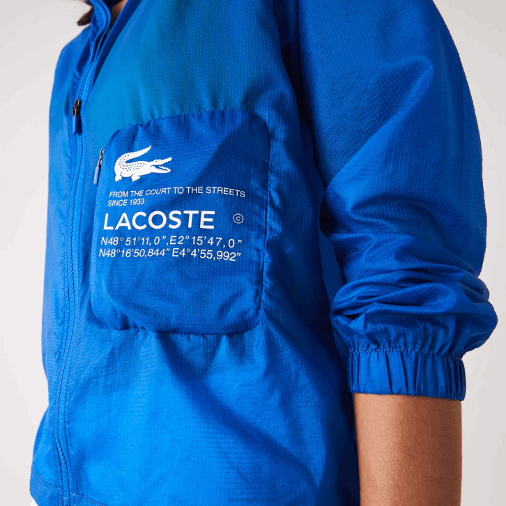 mulheres Lacoste azul k1q jaqueta repelente de água embalável esportiva 08D02618