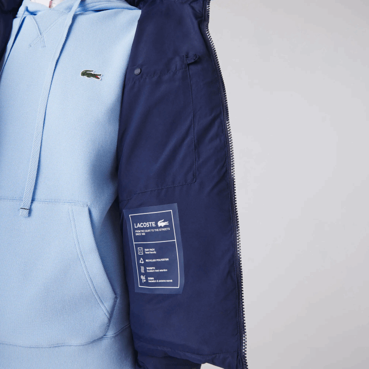 mulheres Lacoste azul marinho 166 jaqueta acolchoada dobrável 08D02616