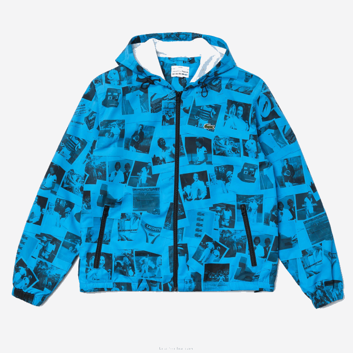 mulheres Lacoste azul preto blw jaqueta de colaboração polaroid ao vivo 08D01304