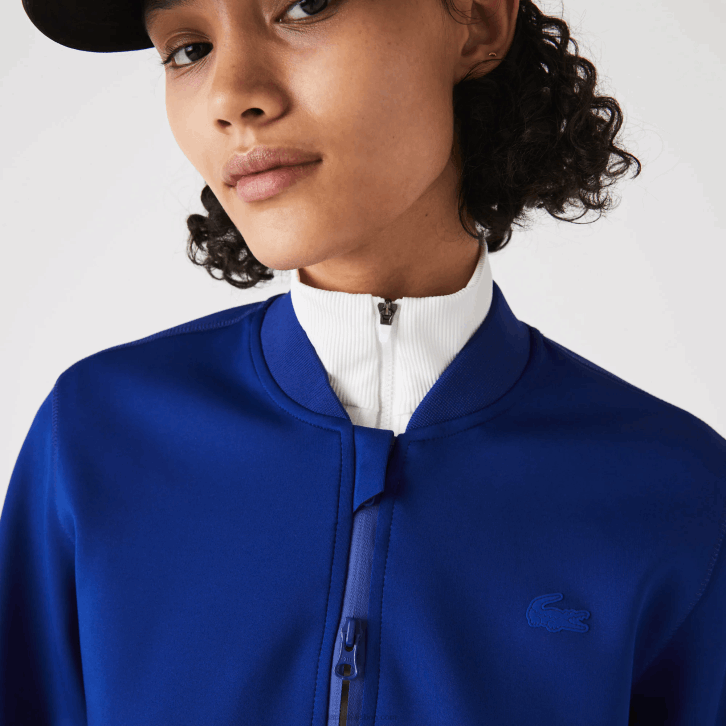 mulheres Lacoste bdm azul jaqueta de pelúcia elástica de duas camadas 08D02625