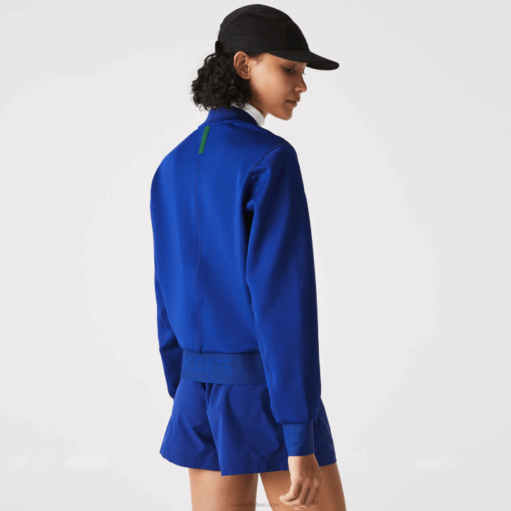 mulheres Lacoste bdm azul jaqueta de pelúcia elástica de duas camadas 08D02625