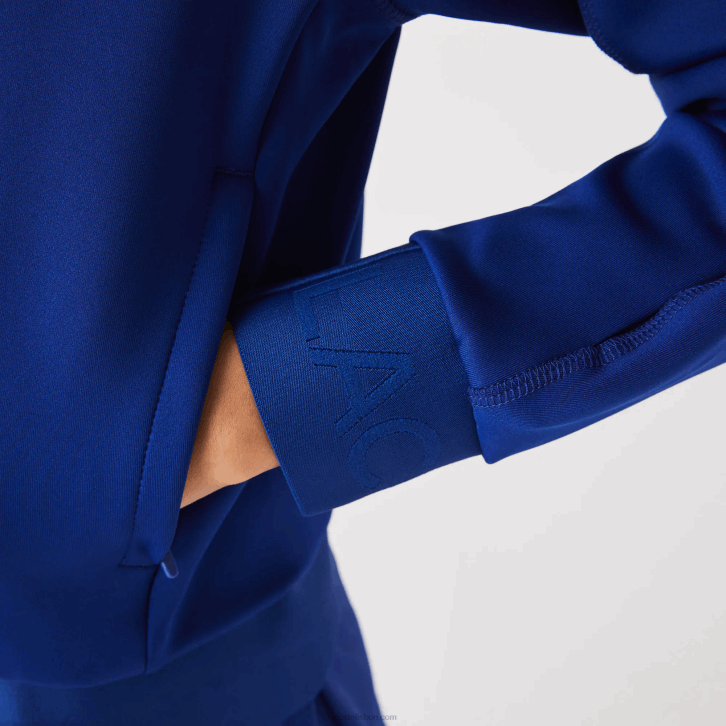 mulheres Lacoste bdm azul jaqueta de pelúcia elástica de duas camadas 08D02625